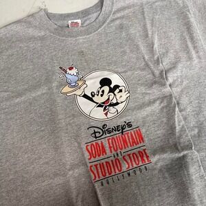 Disney Soda Fountain & Studio Store Hollywood Mickey T-Shirt Gray XL Vintage Y2K